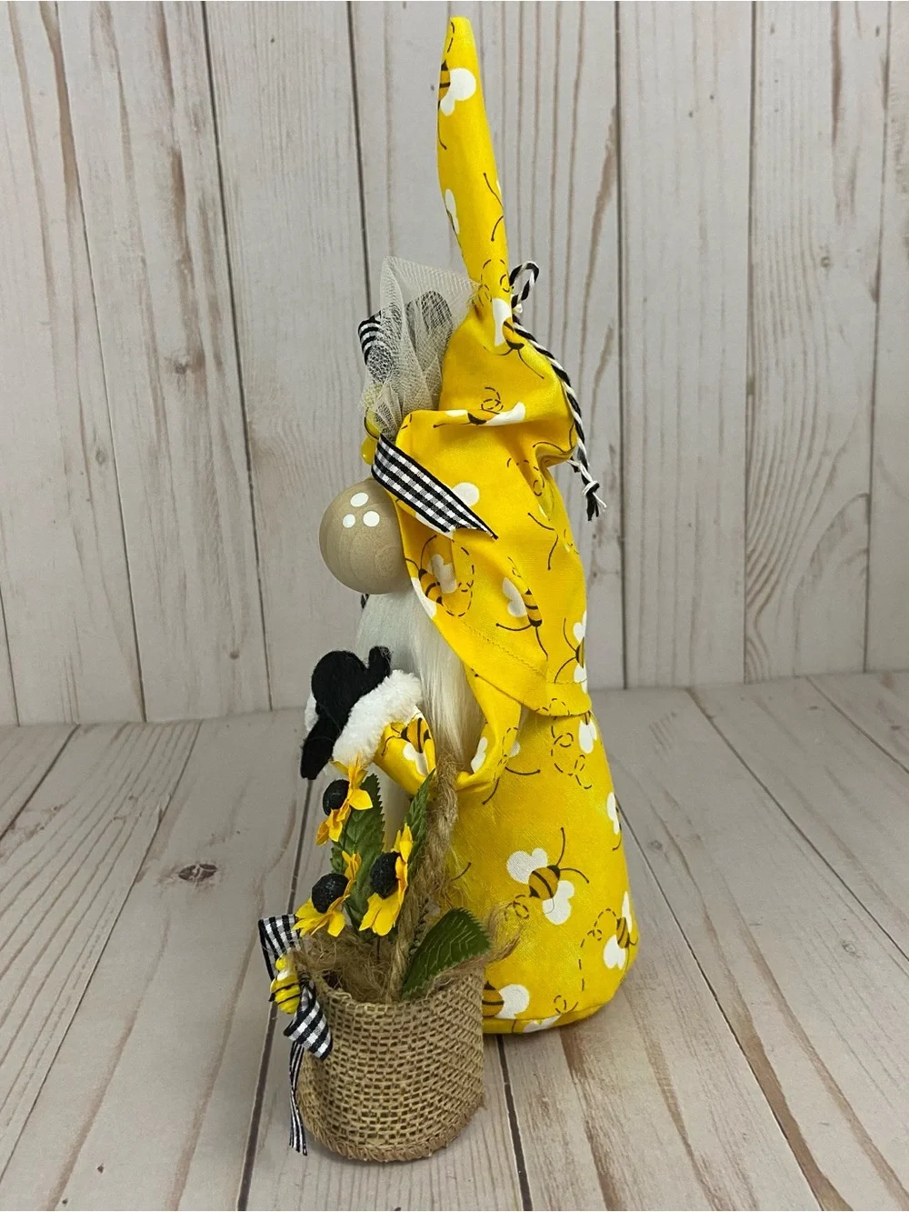 Bee Gnome w/ Sunflowers | Handmade Spring Decor - Picture 6 of 14
